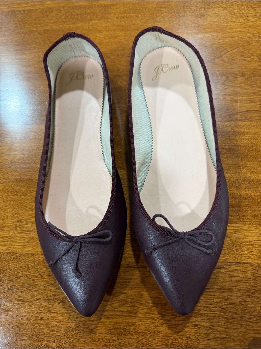 J CREW BURGUNDY S 9 BALLET FLATS POINTED TOE